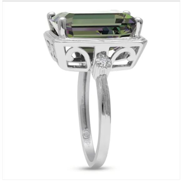 NWT 10 Karat Mystic Topaz and Halo Diamond Ring - Picture 3 of 7